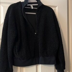 Fabletics Black Teddy Jacket Cozy Outerwear